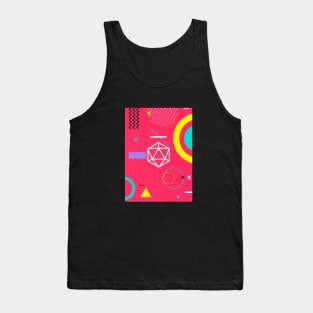 Retro Memphis Hot Pink Polyhedral 20 Sided Dice Tabletop RPG Tank Top